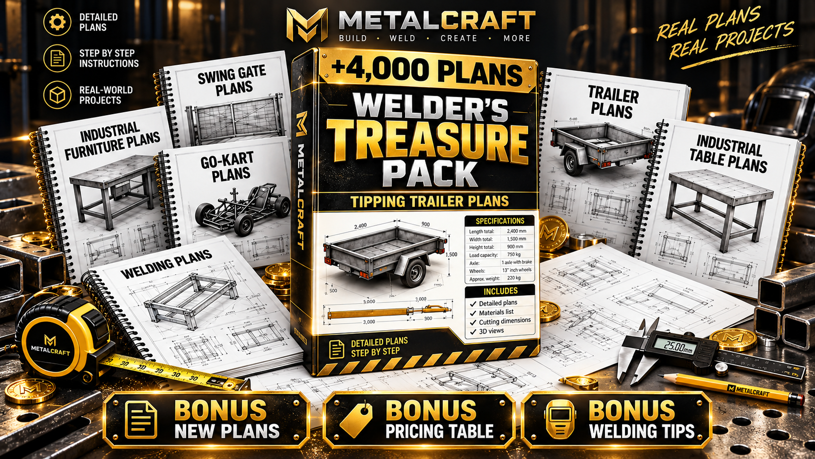 MetalCraft Welder's Treasure Pack — 4,000+ metalworking plans and bonuses